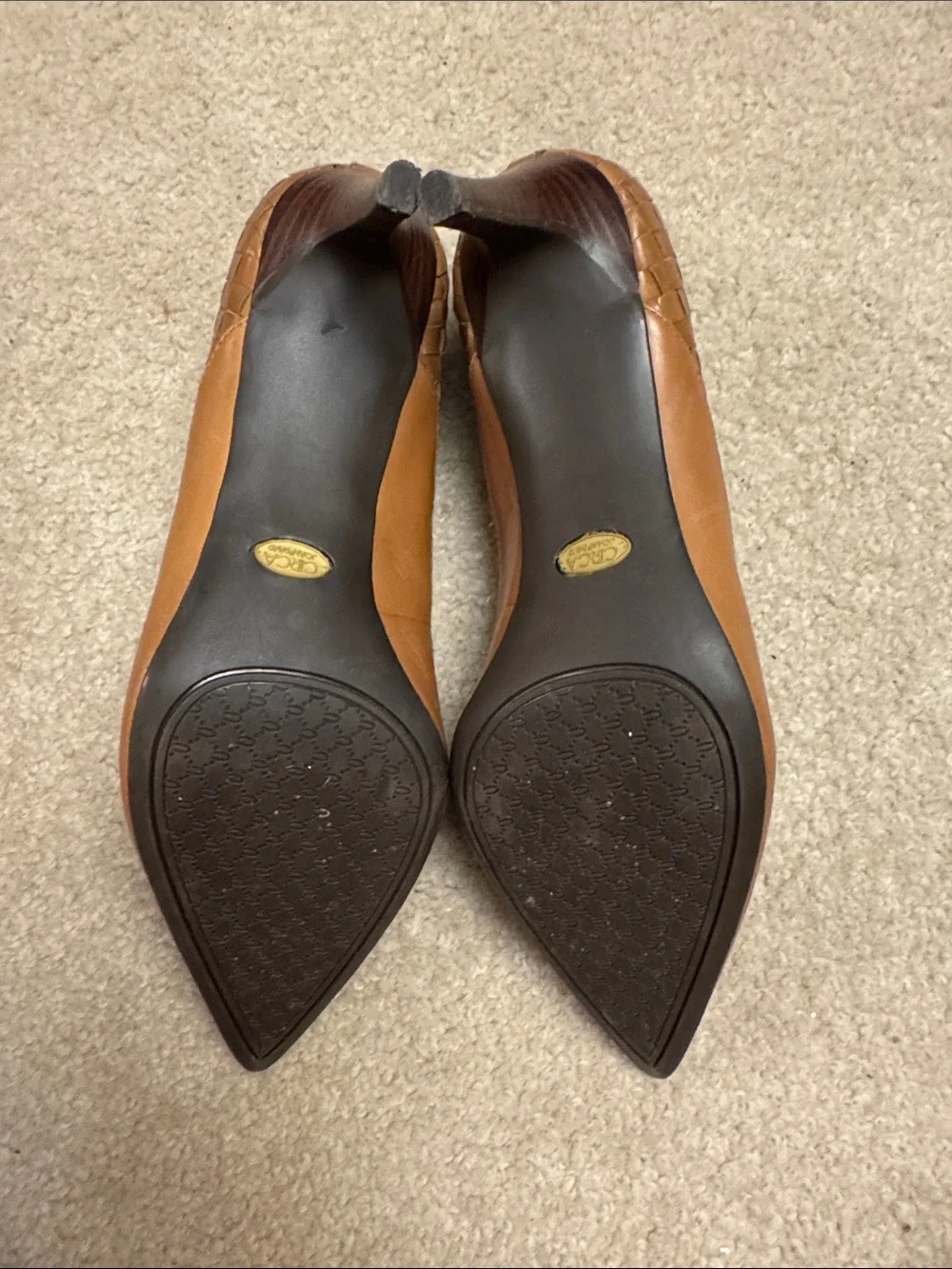 Circa Joan and David Luxe Series Tan Woven Pointed-Toe Flats